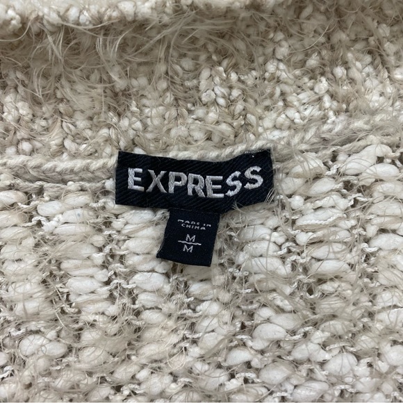 EXPRESS Fuzzy Beige Cardigan Sweater - Picture 5 of 5